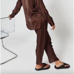 PIPPA THE LABEL Leyla Satin‎ Slim Pant Brown NWT XS Photo 1