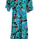 Hilo Hattie Size L‎ 3/4 Sleeve Boat Neck Long Dress Blue Tropical Print Casual Size L Photo 0