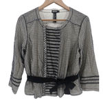 DKNY ‎ Womens Top Size 8 Ivory Black Lace Blouse Shirt 3/4 Sleeve Photo 0