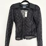 Maeve  black button up collared lace blouse size small NWT Photo 1