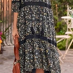 Sundance  Womens Boho Peasant Isadora Blooms Tassel Ditsy‎ Floral Midi Dress PL Photo 0