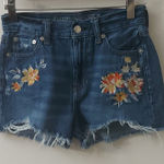 American Eagle Outfitters Embroidered Raw Hem Mom Short 0 Classic Boho Festival Photo 0