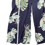 Dress Forum Womens Faux Wrap Jumpsuit Tropical Print Monstera Backless Navy Blue Size Small Photo 6