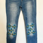 Desigual  women's Ethnic stretch jeans floral Y2K 2000 embroidery boho hippie Photo 0