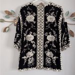 Soft Surroundings  Womens Embroidered Kimono Boho Floral Open Front Size PS Photo 4