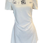 ZARA  White Puff Sleeve Mini Open Back Linen Blend Medium‎ Photo 0