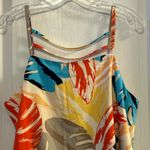 Laundry by Shelli Segal Tropical Leaf Print Cami Top Size M Pleated Hem Photo 5