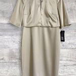 Robbie Bee Signature by Satin Jacket & Dress Set NEW Women 10 Beige Knee Length Photo 0