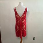 Free People  Red Night Shimmers Lace Mini Dress‎ Sequin Deep V-Neck Party Size 8 Photo 3