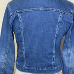 Stretchy Stylish Button Up Denim Jacket Blue Dark Wash Sexy Size Medium Photo 5