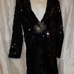 ZARA  limited edition medium black long sleeve sequin plunging v-neck Mini dress Photo 7
