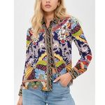 Alice + Olivia Willa Placket Top Size Small Photo 0