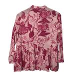 Tuckernuck Ro’s Garden Chanderi Top Size XS Pink Floral Cotton Button Blouse Photo 3