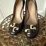 Tory Burch Black Leather Lowell Wedge Pumps Photo 3
