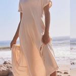 Free People NEW Meadow Tee Maxi Dress Neutral Cream Au Lait Medium Oversize Boho Photo 0