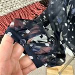 Massimo Dutti  Silk Button Front Blouse Navy Blue Sz 6 Photo 5