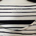 Talbots  Top Crewneck Blouse Tie Front 3/4 Sleeve Striped White Black Texture Photo 6