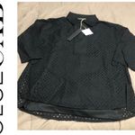 NWT! Dolce Cabo Perforated Collared Shirt Black Size XS Photo 3