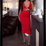 House Of CB  'Cece' Red Rose Plunge Maxi Dress NWOT size‎ S Photo 9