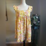 Girl and‎ the Sun Izzy Short Sleeve Floral Mini Dress yellow medium ruffle boho Photo 2