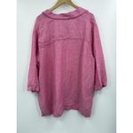 Tahari Shirt Womens 3X Pink 100% Linen Tunic 3/4 Sleeve Side Button Split Neck Photo 4