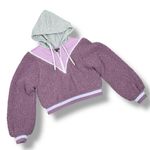 For Love & Lemons For Love & Lemons Cozy Sherpa Cropped Pullover Half Zip Hoodie Purple Small Photo 13