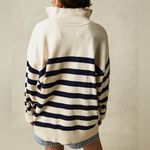 Free People  Coastal Stripe Pullover in Champagne Navy Blue Combo Photo 2
