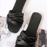 Black Flat Open Toe Sandals Size 11 Photo 3