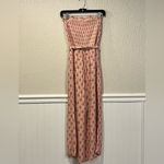 Olivaceous Pink Patterned Rayon Strapless tube top style Jumpsuit size medium Photo 2
