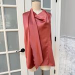 Iris & Ink The Outnets Draped Scarf Blouse Silky Satin Dusty Pink Mauve Size 4 Photo 1