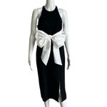 Anthropologie NWT  Maeve Black and White Bow-Front Dress Size M Photo 4