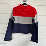 Champion  Small Reverse Weave Colorblock Red Grey Blue Cropped Hoodie NWT New Photo 3