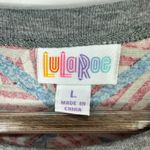 LuLaRoe Americana Raglan Tee L Gray Red White Blue Star Striped Patriotic USA Photo 1