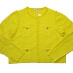 J.Crew NWT Odette Sweater Lady Jacket in Yellow Cotton-blend Boucle Cardigan XL Photo 0
