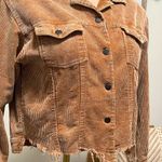 POL Frayed Hem Vintage Inspired Teddy Bear Brown Cropped Corduroy Jacket S Photo 7
