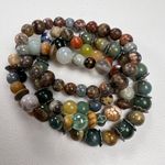 Handmade Beaded Bracelet Quartet Earth Tones Mixed Metal Browns Greens Photo 2