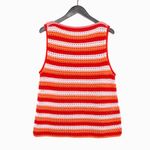 Victoria Beckham Red Orange White Stripe Cotton Blend Sleeveless Knit Sweater Photo 1