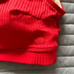 ALBION FIT  Icon Wave Ribbed Ruffle One Shoulder Bikini Swim Top Poppy Red Small Photo 4