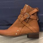 See By Chloe  Tan Leather Janis Motorcycle Moto Studded Ankle Wrap Boots size 40 Photo 0