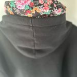 ZARA  Women's Floral Cropped Double Hoodie Sweatshirt Black Size M Photo 5