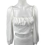 Princess Polly White Long Puff Sleeve Bustier Corset Blouse Crop Top Size 0 Photo 0