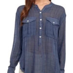 Free People Talk To Me Popover Gauze Tunic Shirt Blouse XS sheer blue Boho Photo 0