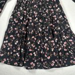 WAYF Peasant Long Sleeve Mini Tunic Dress Womens XSmall Black Pink Floral Tiered Photo 6