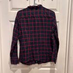 The Limited  Navy Red Plaid Button Down Shirt Women's Size L 100% Cotton Photo 3