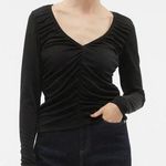 VERO MODA NWT AWARE Black City Chic Rouched Long Sleeve V Neck Blouse Women’s XL Photo 0