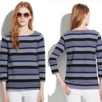 Madewell  • Navy Black White Gallerist Ponte Stripemix Striped Sweater Photo 11