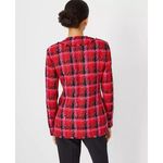 Ann Taylor  The Long Cardigan Jacket in Houndstooth Tweed sz 4 pink red blazer Photo 2