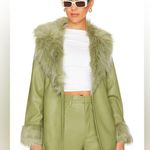 Show Me Your Mumu NEW NWT  Penny Lane Faux Leather Wrap Jacket Sage Green Photo 4