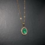 Faux Emerald Stone Necklace Green Photo 3