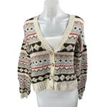 American Eagle  Multicolor Fair Isle Southwest Button Crop Cardigan Sweater XXS Photo 0